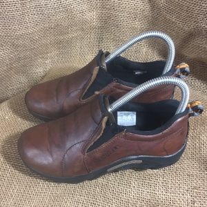 Merrell Kids Brown Leather Jungle Moc Clog Slip on